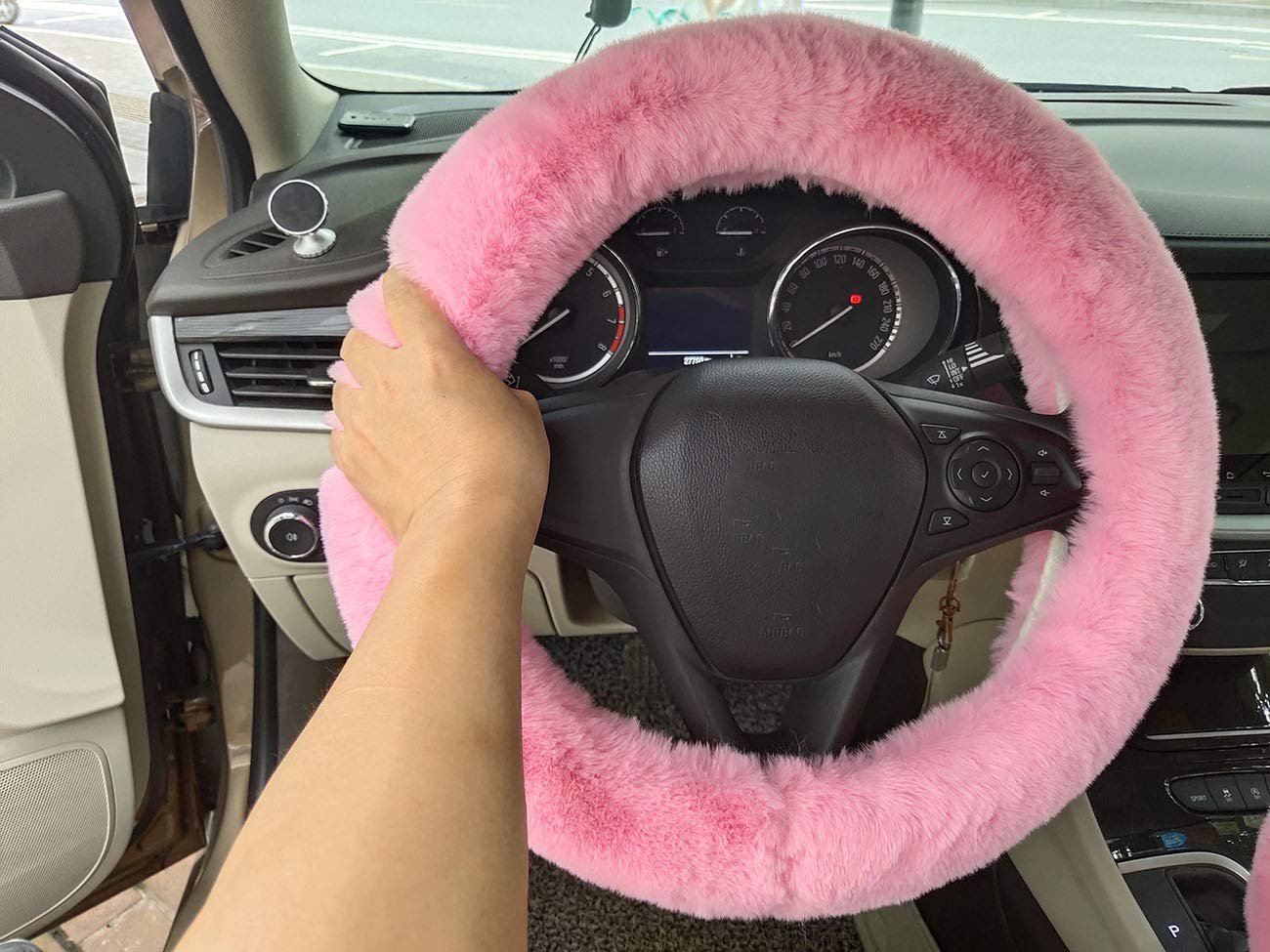 Amazon.com: Winter Warm Fluffy Furry Fuzzy Car Steering Wheel ...